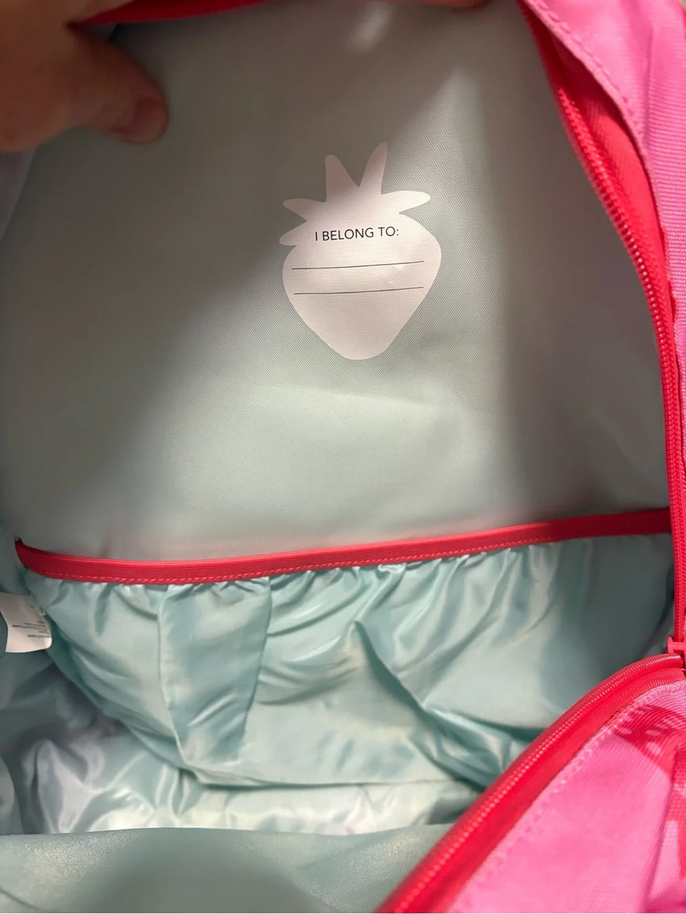 Kids Strawberry Print Pink Backpack